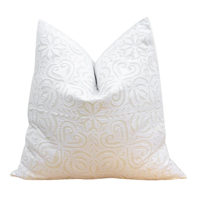 Rustic Oat Euro Applique Pillow Cover For Sale