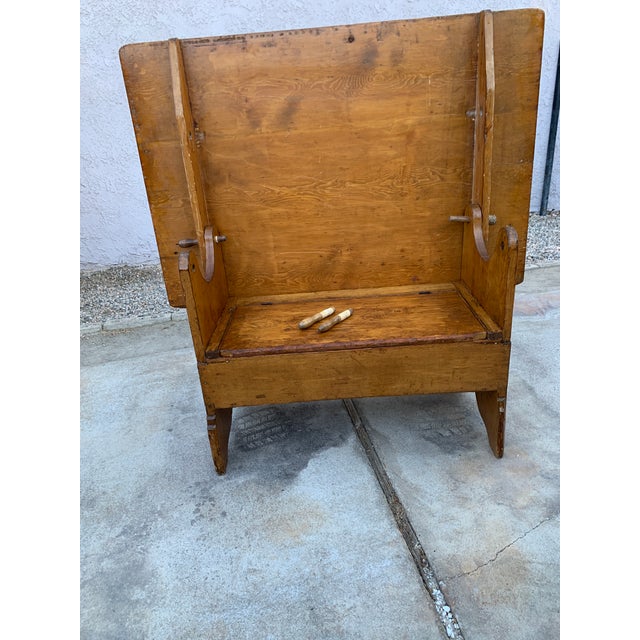 Antique 1800's Primitive Pine Tilt Top Table Bench For Sale In Palm Springs - Image 6 of 12