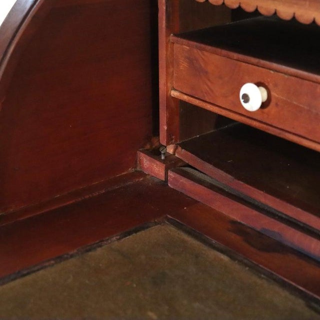 Late 19th Century Antique Eastlake Walnut Cylinder Roll Top Paneled Secretary Desk C1890 For Sale - Image 5 of 18