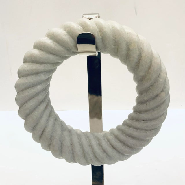 Modern Small Modern Carved White Marble Ring Sculpture For Sale - Image 3 of 5