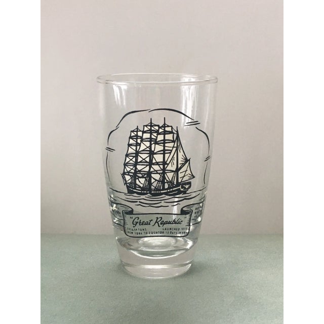Illustration Vintage Clipper Ships Glass Tumblers- Set of 4 For Sale - Image 3 of 13