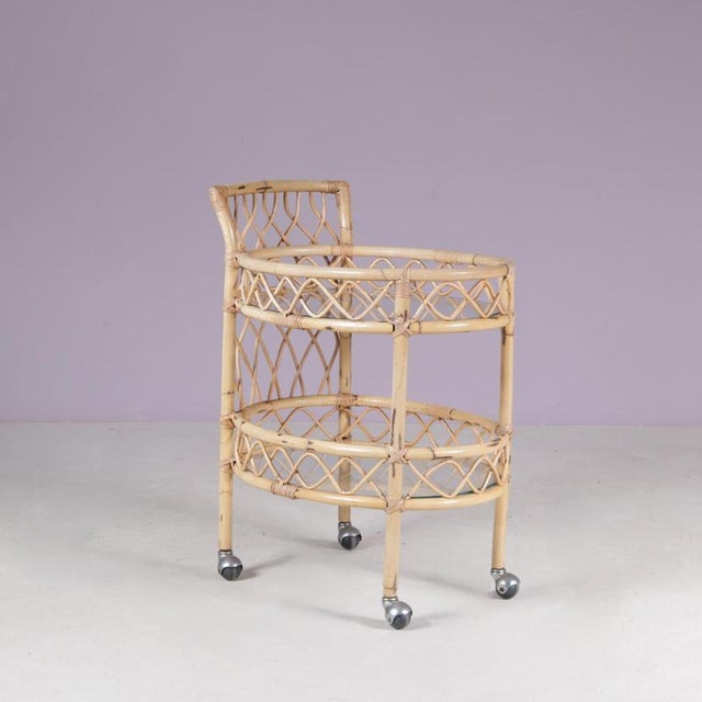 Bamboo Trolley with Glass Tops, Italy, 1950s For Sale - Image 3 of 13