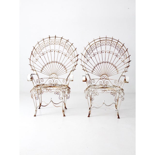 Antique Wrought Iron Peacock Garden Furniture Collection of 4 For Sale - Image 10 of 12