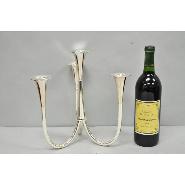 Vintage Wilhelm Wagenfeld for WMF Silver Plated Modern Sculptural Candelabra Candle Holder. Circa Mid 20th Century....