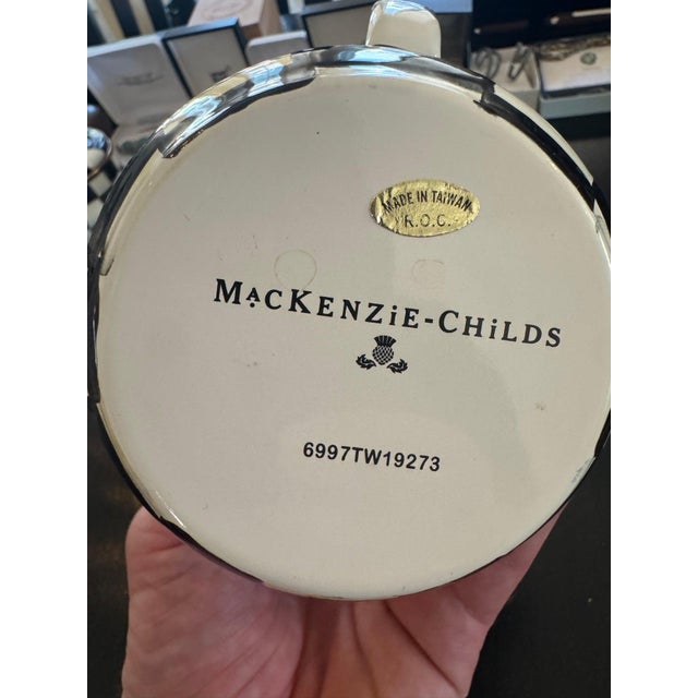 Contemporary MacKenzie-Childs Courtly Check Enamel Sugar Bowl and Creamer For Sale - Image 3 of 3
