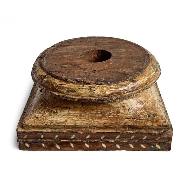 Indian Antique Indian Column Base Boho Candle Stand For Sale - Image 3 of 4