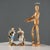 A pair of German polychrome porcelain figurines, 'Lady and Knight'. The clothing and faces are exquisitely crafted. Hand-...