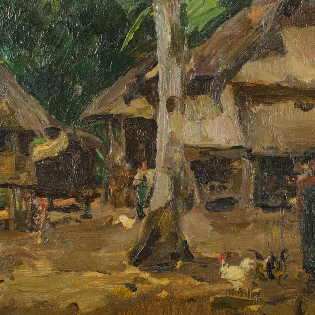 Green Hans Von Hayek (Austrian B. 1869- 1940) Oil Painting of an Indonesian Village. For Sale - Image 8 of 11