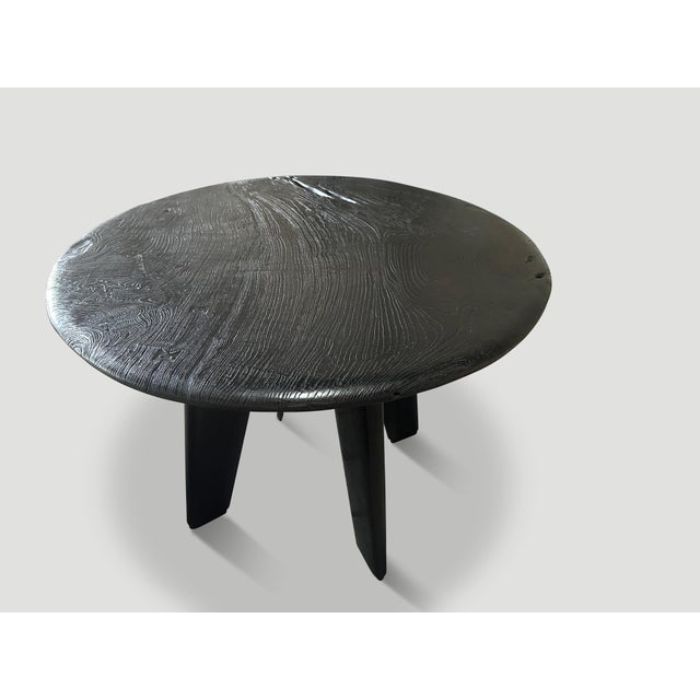 Andrianna Shamaris Mid Century Couture Espresso Teak Wood Stained Table For Sale - Image 4 of 6