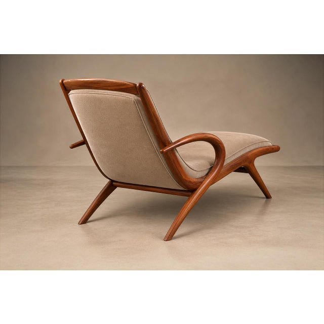 Rare Brazilian Modern Chaise Lounge in Caviúna and Mohair, John Graz, 1950s For Sale - Image 10 of 18