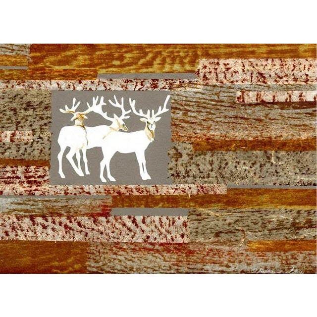 This original collage by Washington state artist Kathleen Ney uses mixed media of cut paper, rice paper, paint. Warm...