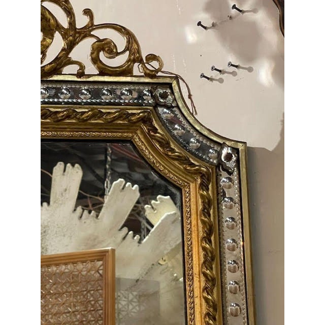 19th Century 19th C. French Louis XVI Giltwood and Etched Mirror For Sale - Image 5 of 8