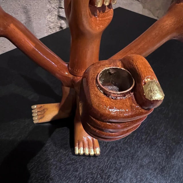 Wood 1960s Pedro Friedeberg Hand-Carved Gilded Four Arm Candelabra For Sale - Image 7 of 18