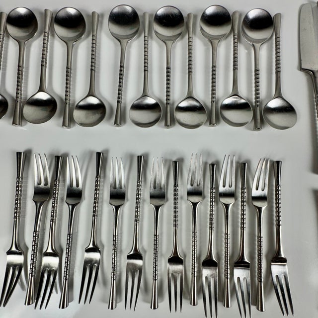 1960s Mid Century Jens Quistgaard Dansk Jette Flatware 79 Piece Place Setting For Sale - Image 5 of 6