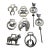Eight Piece Collection Antique Brass Horse Medallions For Sale