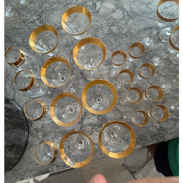 1960s Gilted Crystal Goblet Set- 38 Pieces For Sale In New York - Image 6 of 10