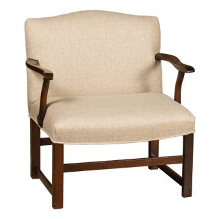 English 1900s Wooden Child's Chair with Serpentine Arms and Custom Upholstery For Sale