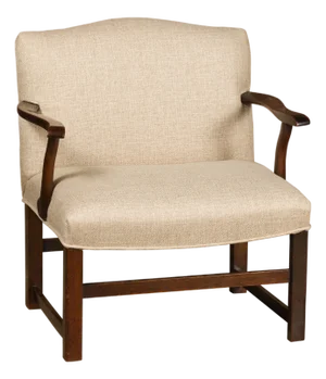 English 1900s Wooden Child's Chair with Serpentine Arms and Custom Upholstery