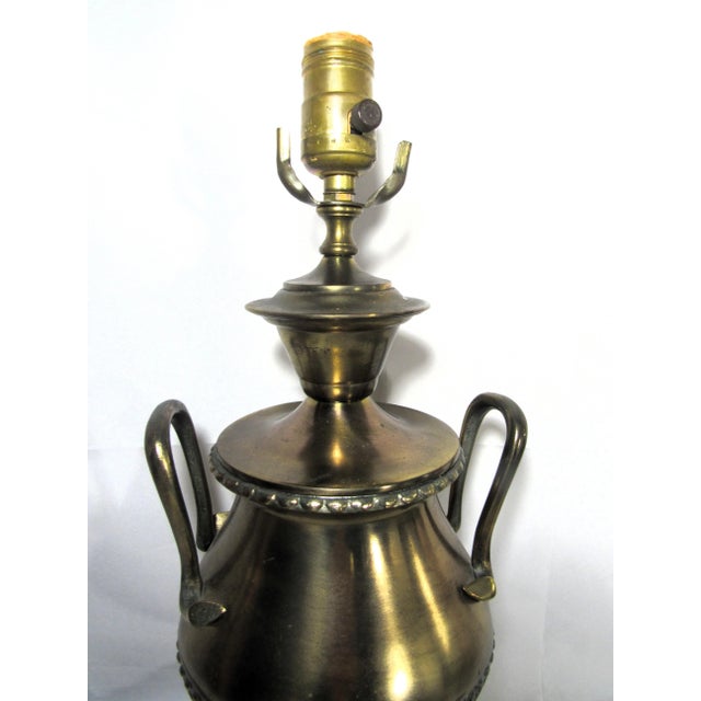 Metal Mid-Century Heavy Metal/Brass Urn Table Lamp For Sale - Image 7 of 12