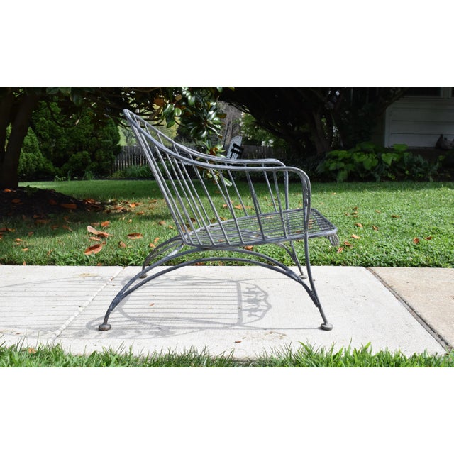 Russell Woodard Wrought Iron Faux Bois Garden Chair in Dogwood Form, 1960s For Sale - Image 4 of 11