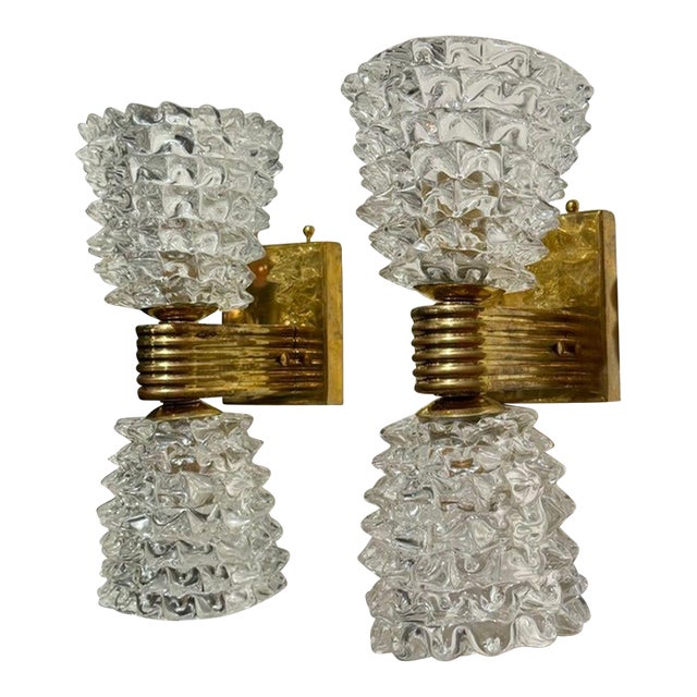 Pair of Murano Rostrada Sconces For Sale