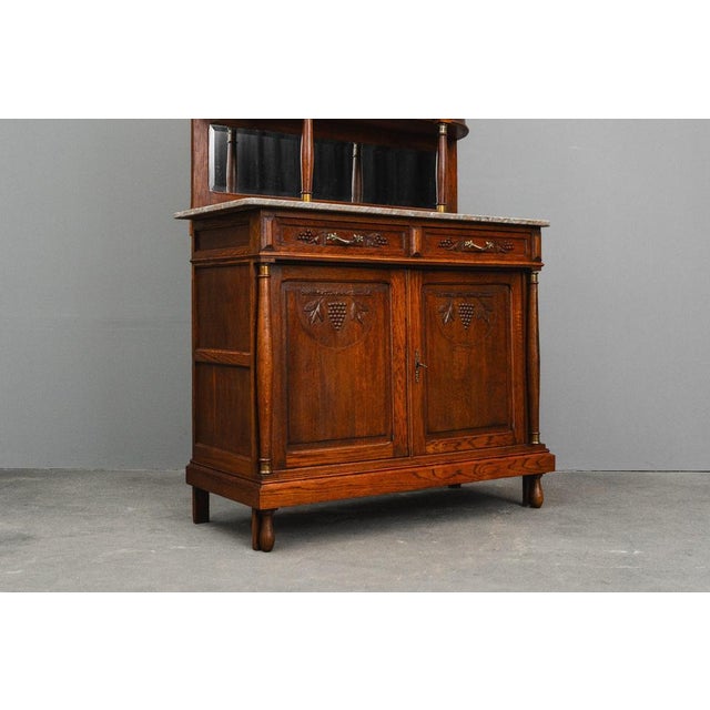 Brown Antique Art Nouveau Sideboard in Oak, 1890s For Sale - Image 8 of 18