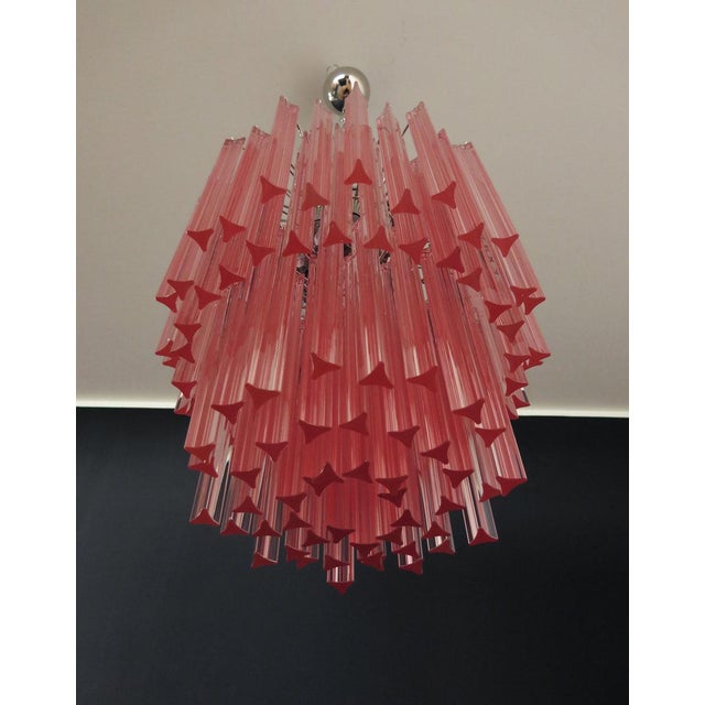 1990s Murano Chandelier 107 Pink Triedri , 1990 For Sale - Image 5 of 18