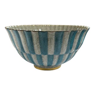 1960s Royal Copenhagen Striped Crackle Glaze Bowl For Sale