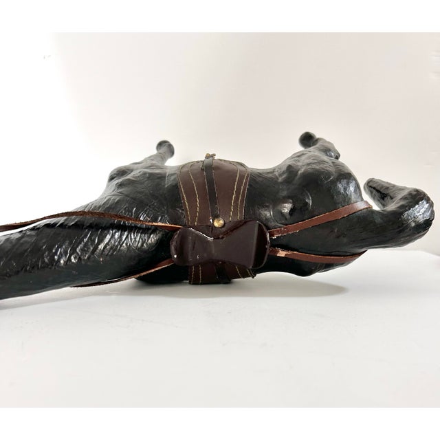 Vintage Black Equestrian Horse Sculpture With Leather Saddle & Bridle For Sale - Image 12 of 12