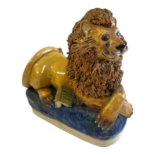 The Literary Lion by B. McLaughlin 1950 Touchstone Ceramic Sculpture Figurine For Sale