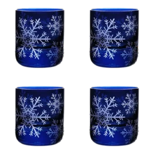 ARTEL Holiday Collection Snowflakes Votive Set in Ink - Set of 4