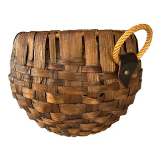 Mid 20th Century Mid Century Round Bentwood Basket Handmade in Italy For Sale