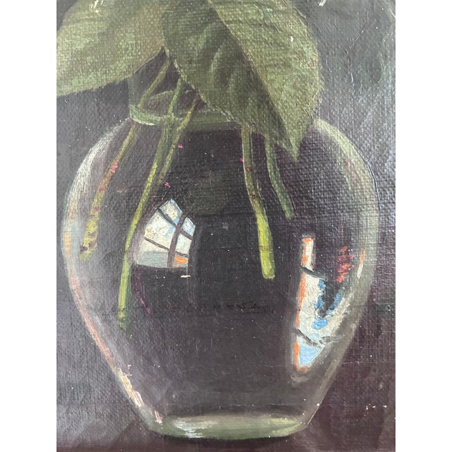 Vintage Original Floral Rose Still Life Oil Painting For Sale - Image 4 of 13