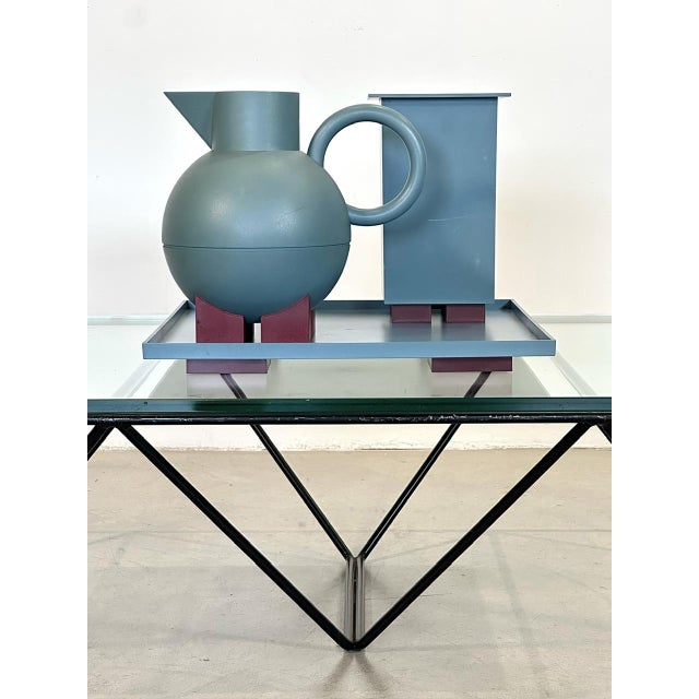 Euclid tableware set designed by Michael Graves for Alessi in the 1990s, consisting of a tray (3hx36x36 cm), a thermos...