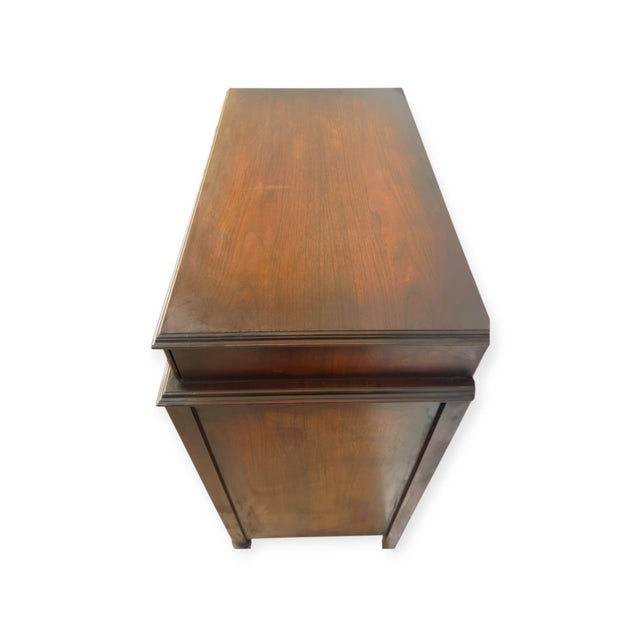 Antique 4-Drawer Wood Tallboy Chest of Drawers With Painted Accents For Sale - Image 9 of 14