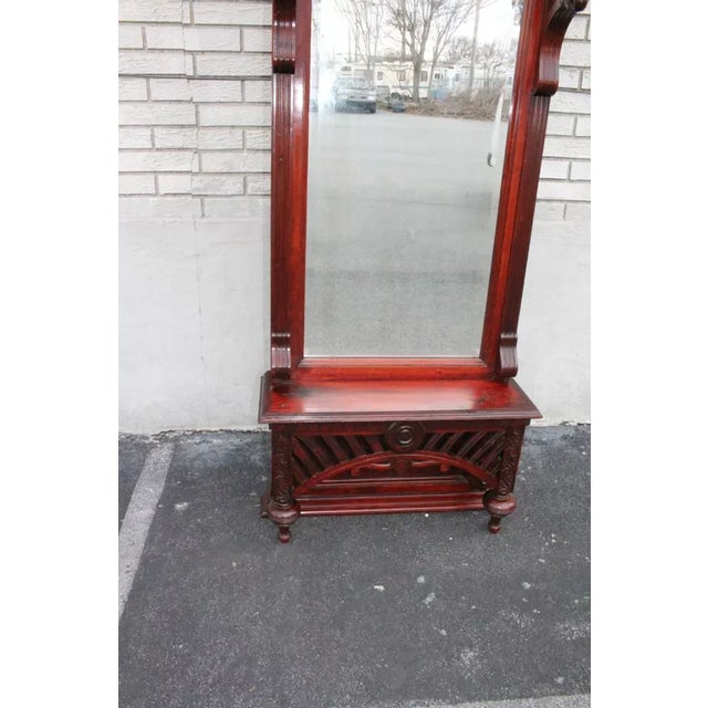 19th Century American Victorian Cherry Hallway Entryway Mirror For Sale - Image 10 of 10