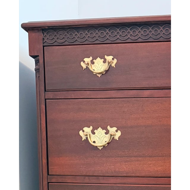 Chippendale Antique Chippendale Solid Mahogany Highboy Dresser by Northern Furniture Co For Sale - Image 3 of 18