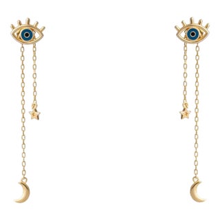 Dreamcatcher Eye Gold Earrings, A Pair For Sale