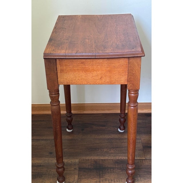 Wood 1850s American Primitive Honey Wood Accent Table With Sheraton Legs For Sale - Image 7 of 8