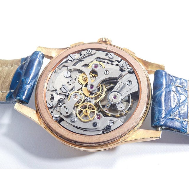 Chronograph Wristwatch in Landeron 48 Movement and 18k Gold Case, Switzerland For Sale - Image 5 of 18