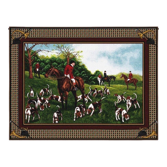 Fox Hunt Loom Woven Tapestry - 66 X 82 Cm (2'2" X 2'8") - Requires Rod Size 2 For Sale