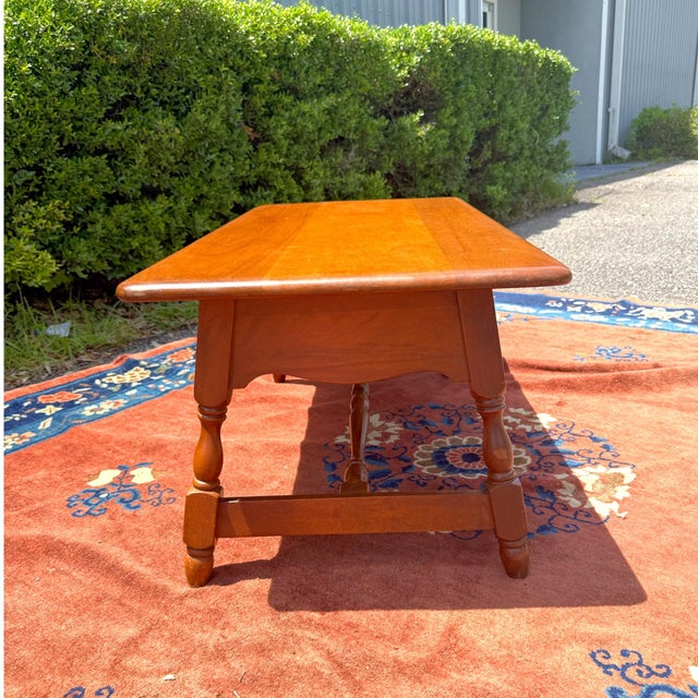 Wood Heywood Wakefield Solid Hard Rock Maple Colonial Style Accent Coffee Table For Sale - Image 7 of 10
