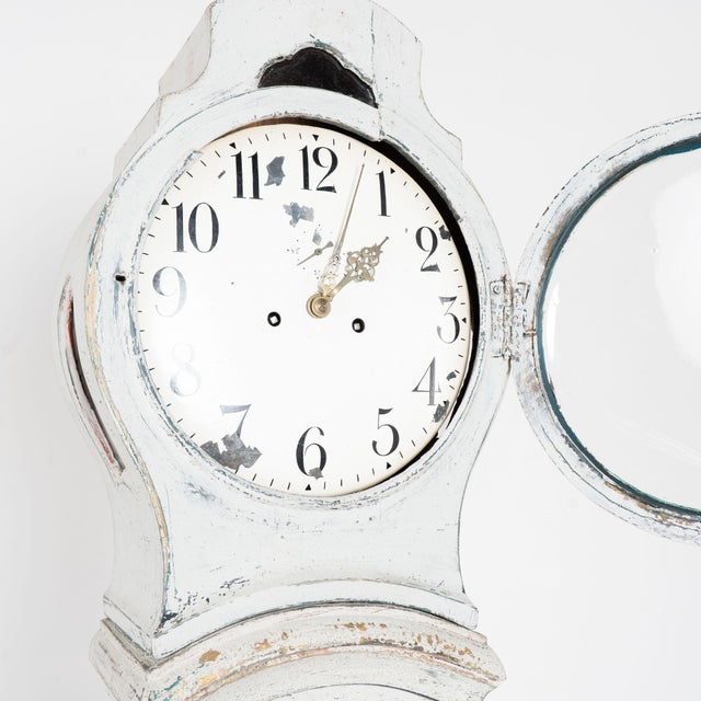 19th Century Swedish White Mora Grandfather Clock For Sale - Image 6 of 12