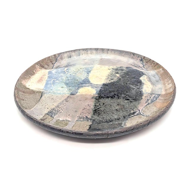 Mid-Century Modern Vintage Artist Signed Glazed Stoneware Decorative Platter For Sale - Image 3 of 12
