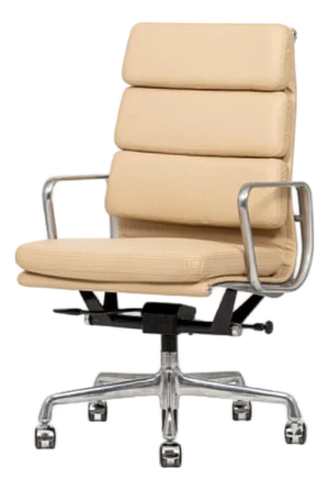 Tan Eames Herman Miller Tall Leather Office Chair Aluminum Group