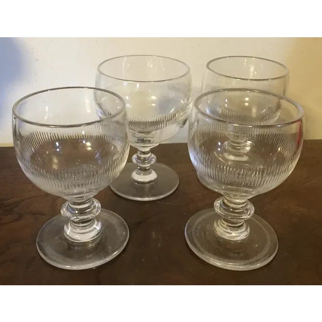 Glass Antique Early 19th Century George III Anglo Irish Glass Crystal Wine Glasses - Set of 4 For Sale - Image 7 of 13