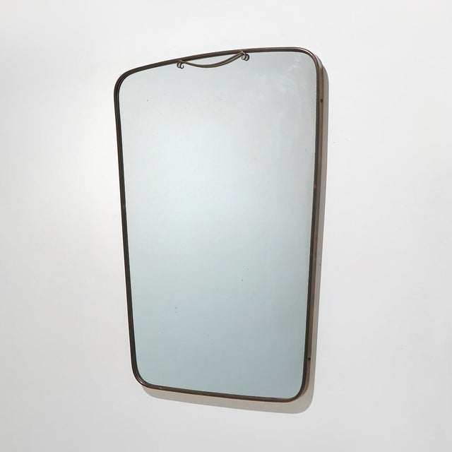 Mid-Century Modern Wall Mirror with Brass Frame, 1950s For Sale - Image 3 of 13