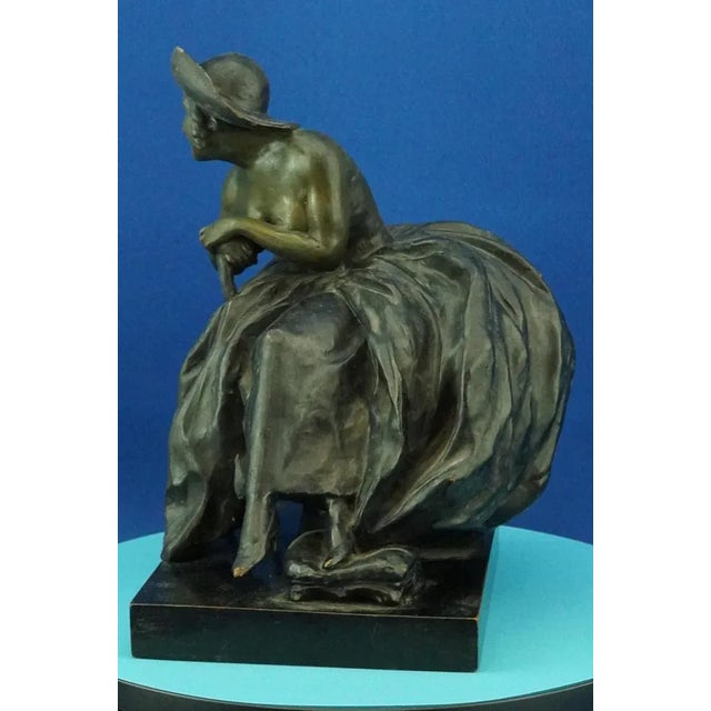Art Nouveau Ceramic Sculpture Depicting a Lady on a Thonet Chair by Guido Cacciapuoti, Naples, Italy, Early 1900s For Sale - Image 6 of 18