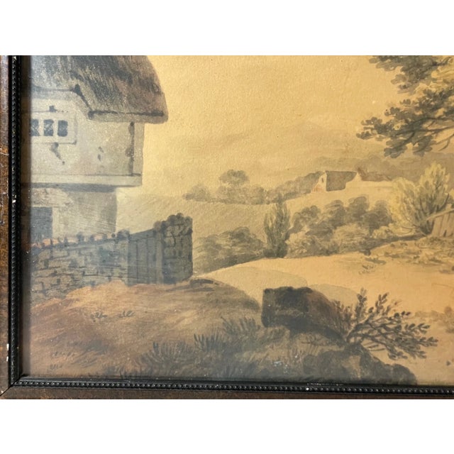 Antique 19th Century Landscape Farm Village Realism Watercolor Painting Country For Sale - Image 12 of 12