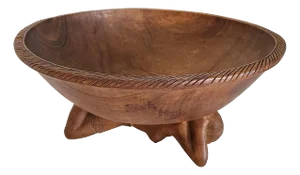 1960s Hand Carved Large Ifugao Centerpiece Bowl With Female Goddess Base